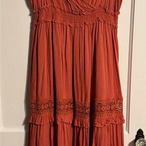 Elegant Rust Maxi Dress